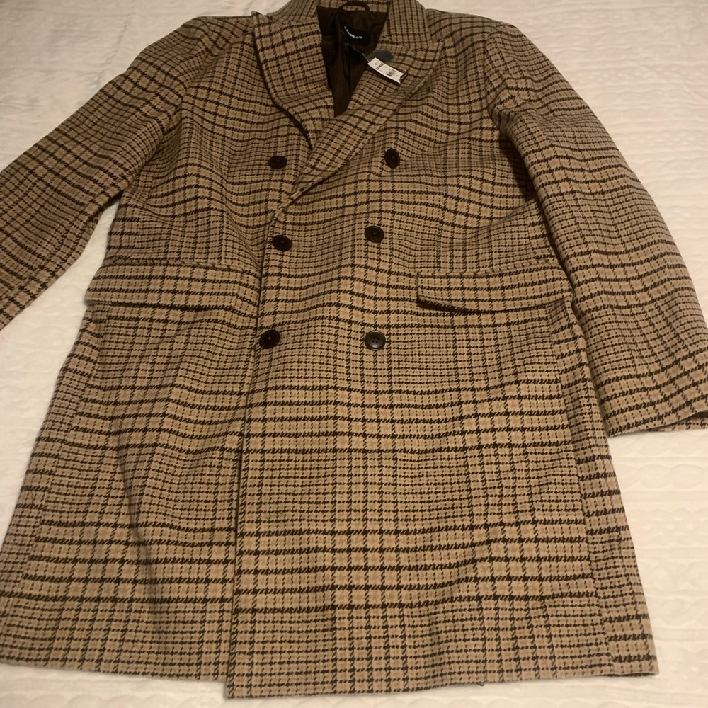 Men’s Express Plaid Wool Blend Top coat XL New w/ tags